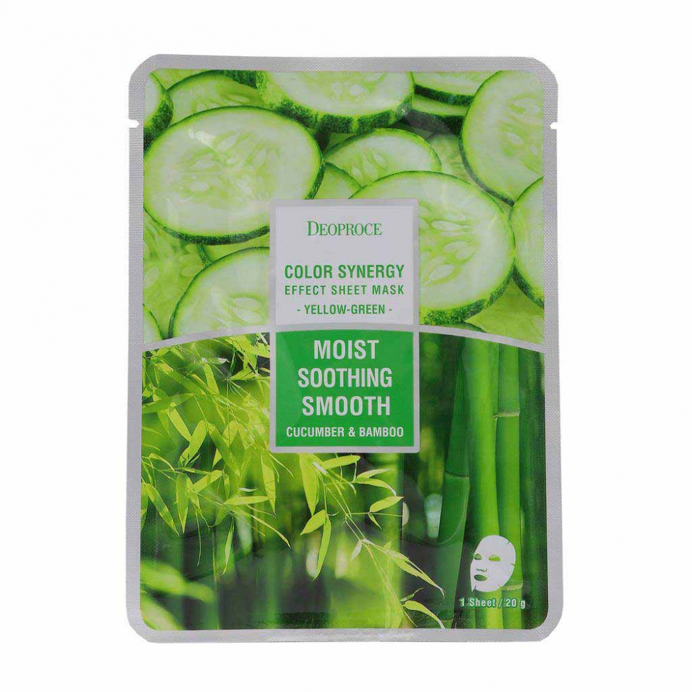 Тканевая маска на основе бамбука и огурца Deoproce Deoproce Color Synergy Effect Sheet Mask Yellow-Green 20g