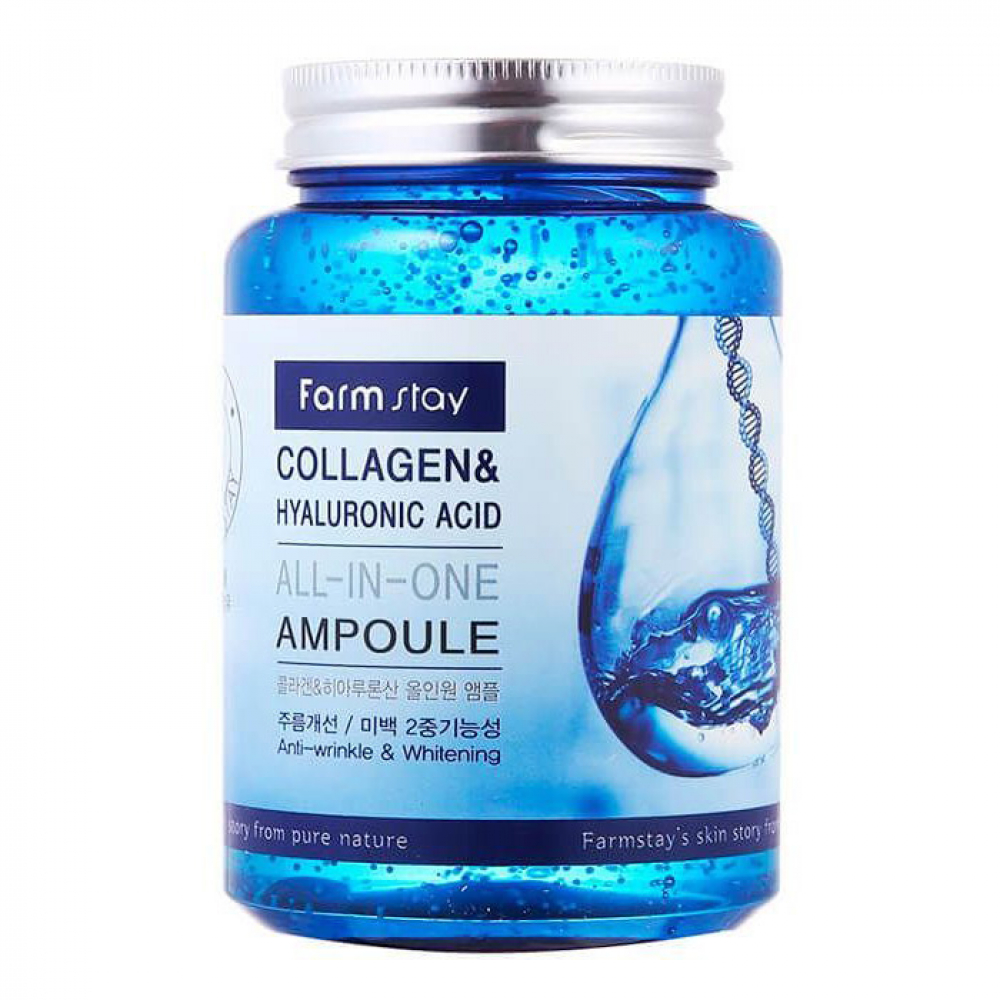 Сыворотка с коллагеном и гиалуроновой кислотой ампульная FarmStay Collagen &amp; Hyaluronic Acid All-In-One Ampoule 250ml