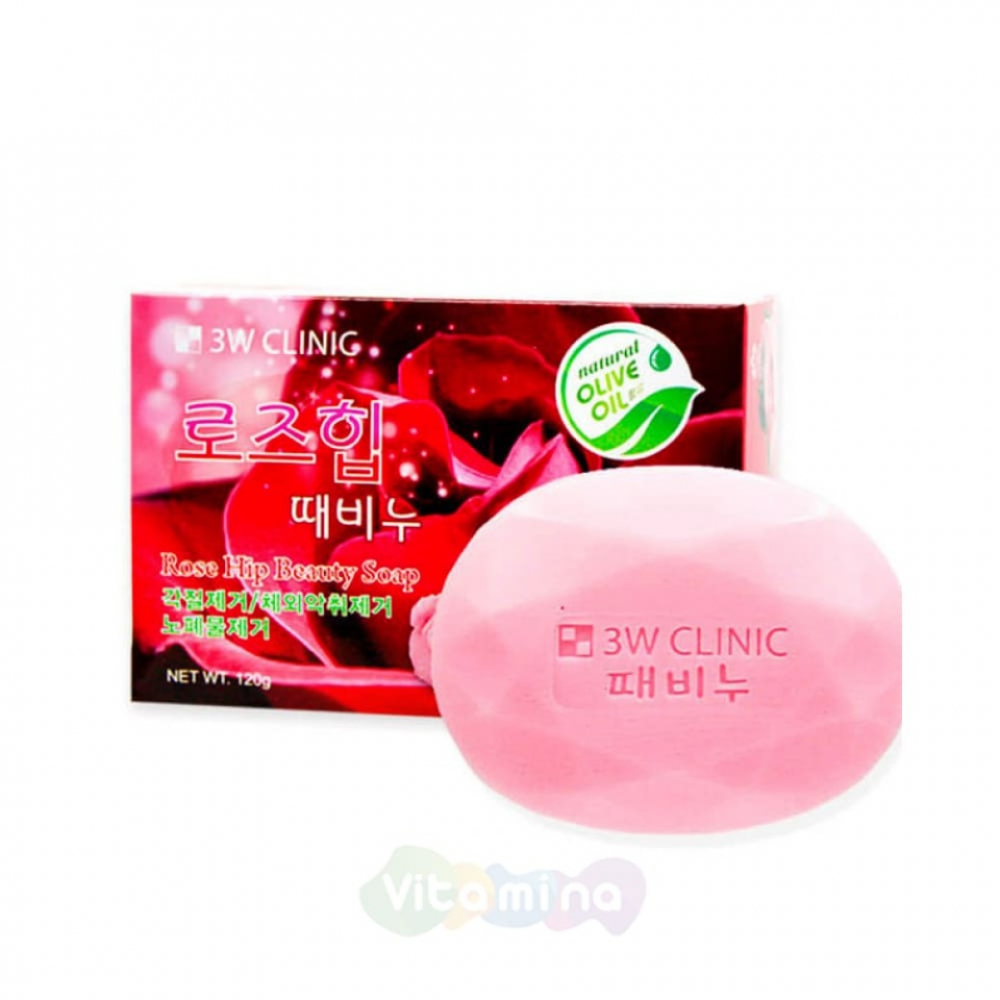 3W CLINIC ROSE HIP BEAUTY SOAP Туалетное мыло с экстрактом соцветий шиповника