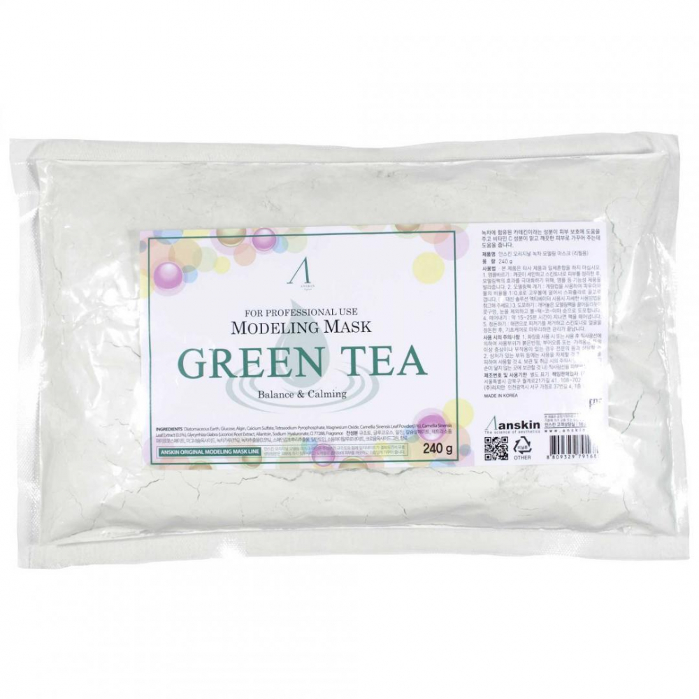 Альгинатная маска с экстрактом зелёного чая (пакет) Anskin Original Grean Tea Modeling Mask 240g