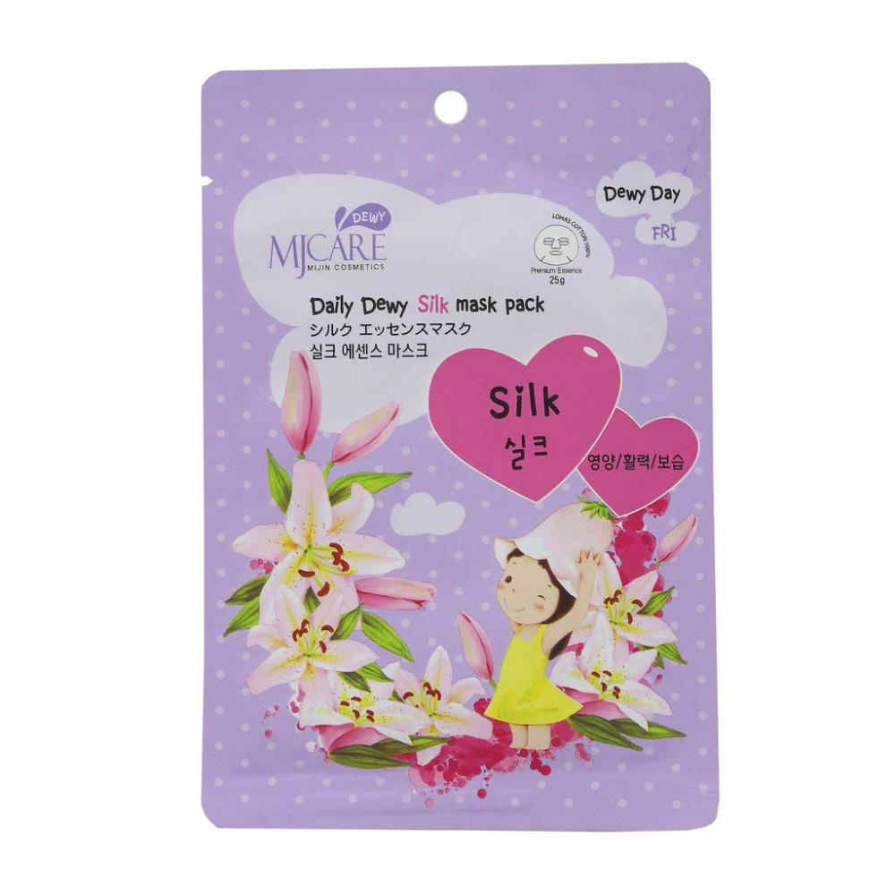 Тканевая маска для лица с аминокислотами шелка Mijin MJ Care Daily Dewy Silk Mask Pack 25g