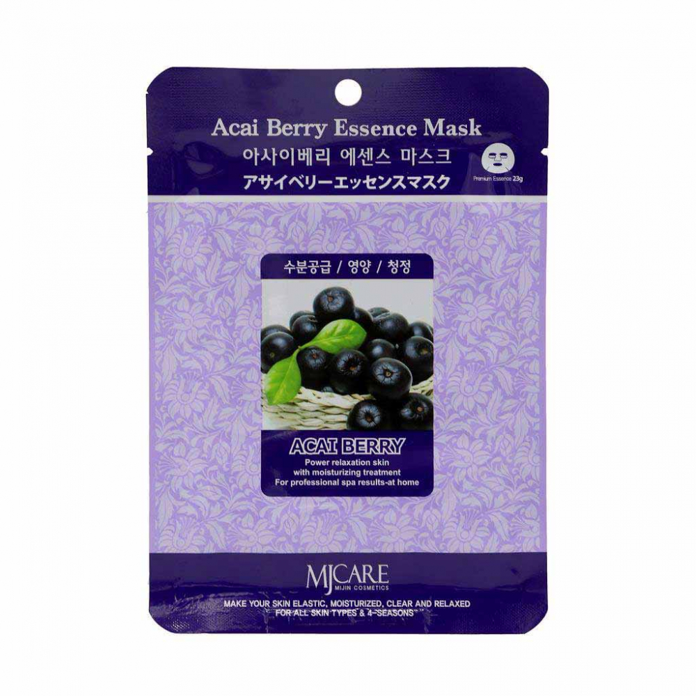 Тканевая маска для лица с экстрактом ягод асаи Mijin MJ Care Acai Berry Essence Mask 23g