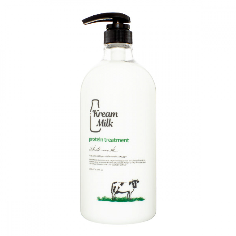 Kream Milk Protein Treatment White Musk Маска для волос с экстрактами молочного протеина, козьего молока и ароматом белого мускуса 1100ml