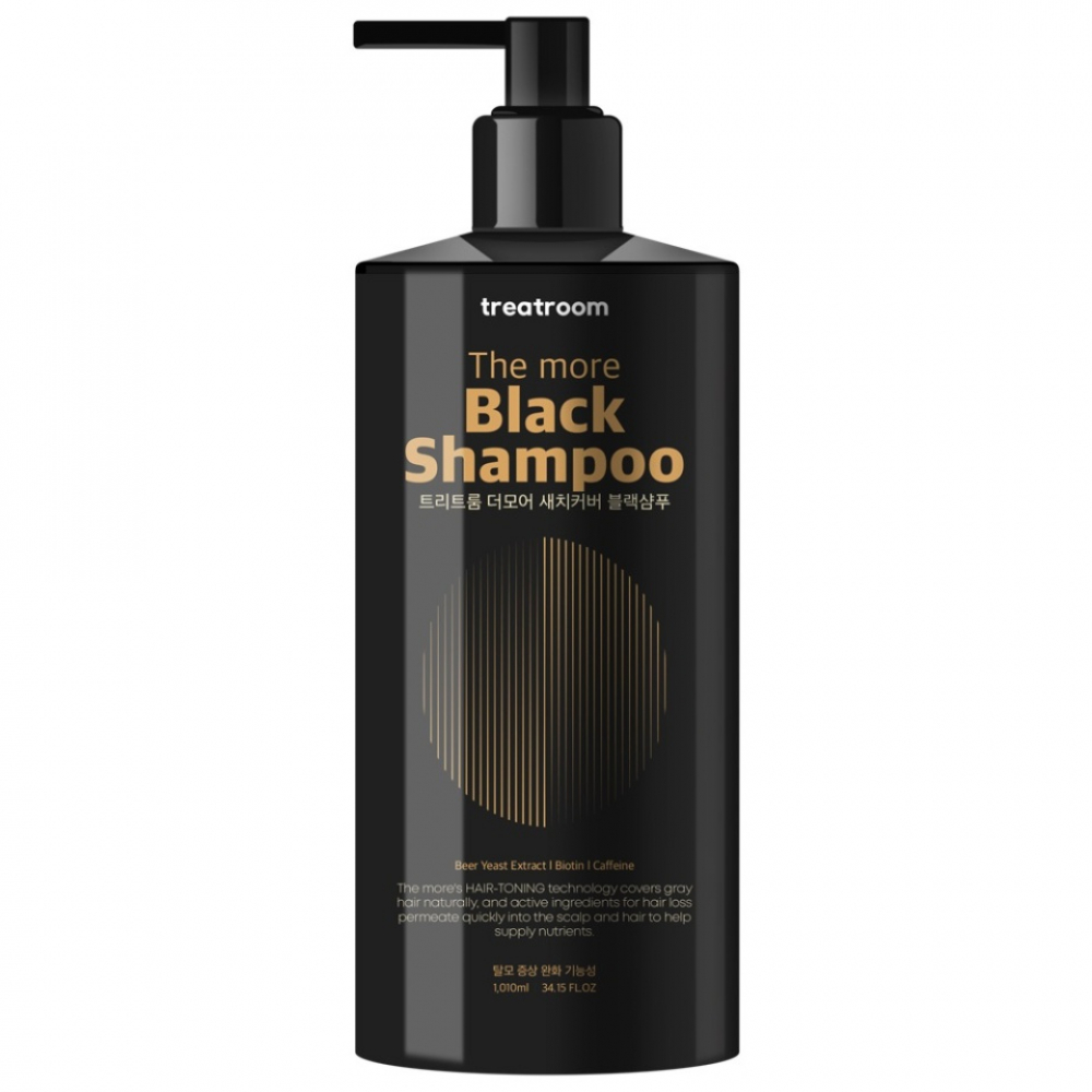 Treatroom The More Black Shampoo Шампунь для волос против седины с с экстрактом пивных дрожжей, биотином и кофеином 1010ml