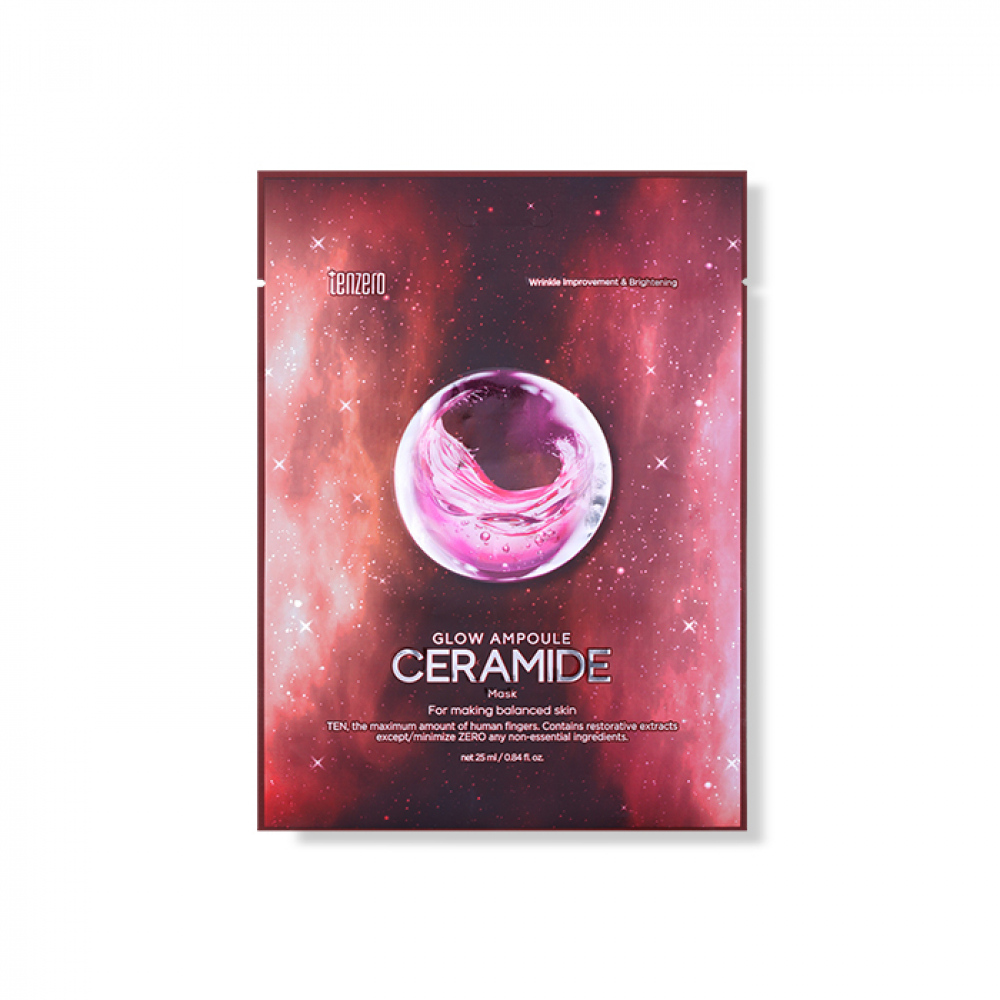 Ампульная тканевая маска для лица с церамидами Tenzero Glow Ampoule Ceramide Mask 25ml