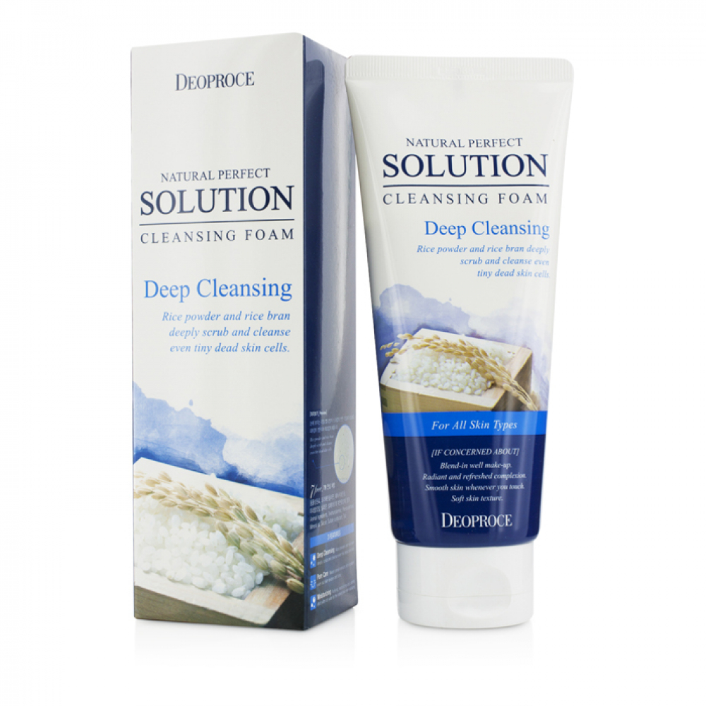 Пенка для глубокого очищения кожи с рисовой пудрой Deoproce Natural Perfect Solution Cleansing Foam Deep 170g