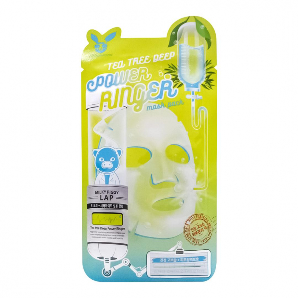 Успокаивающая тканевая маска с чайным деревом Elizavecca Deep Power Ringer Mask Pack Tea Tree 23ml