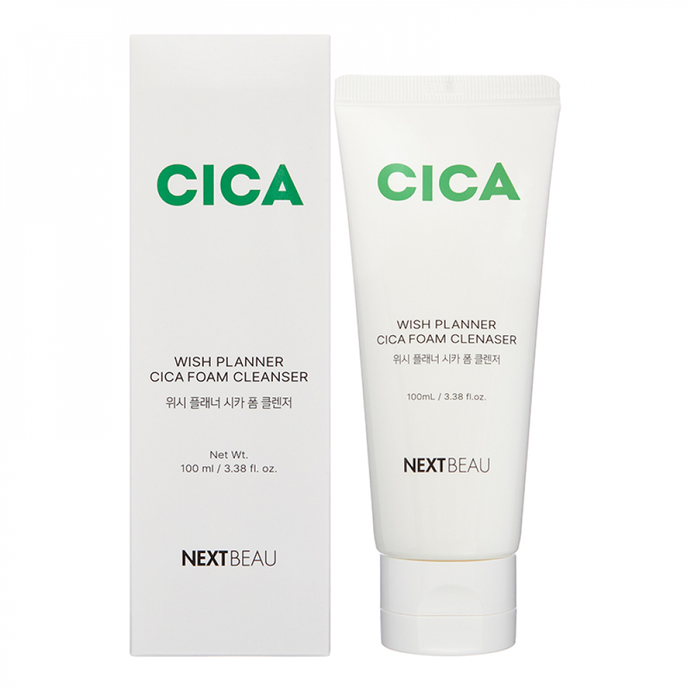 NEXTBEAU Wish Planner Cica Foam Cleanser Очищающая пенка для умывания с центеллой азиатской для восстановления кожи