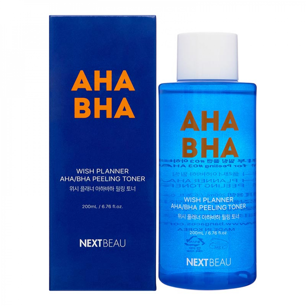 NEXTBEAU Wish Planner AHA/BHA Peeling Toner Отшелушивающий пилинг-тонер с AHA/BHA кислотами для проблемной кожи 200ml