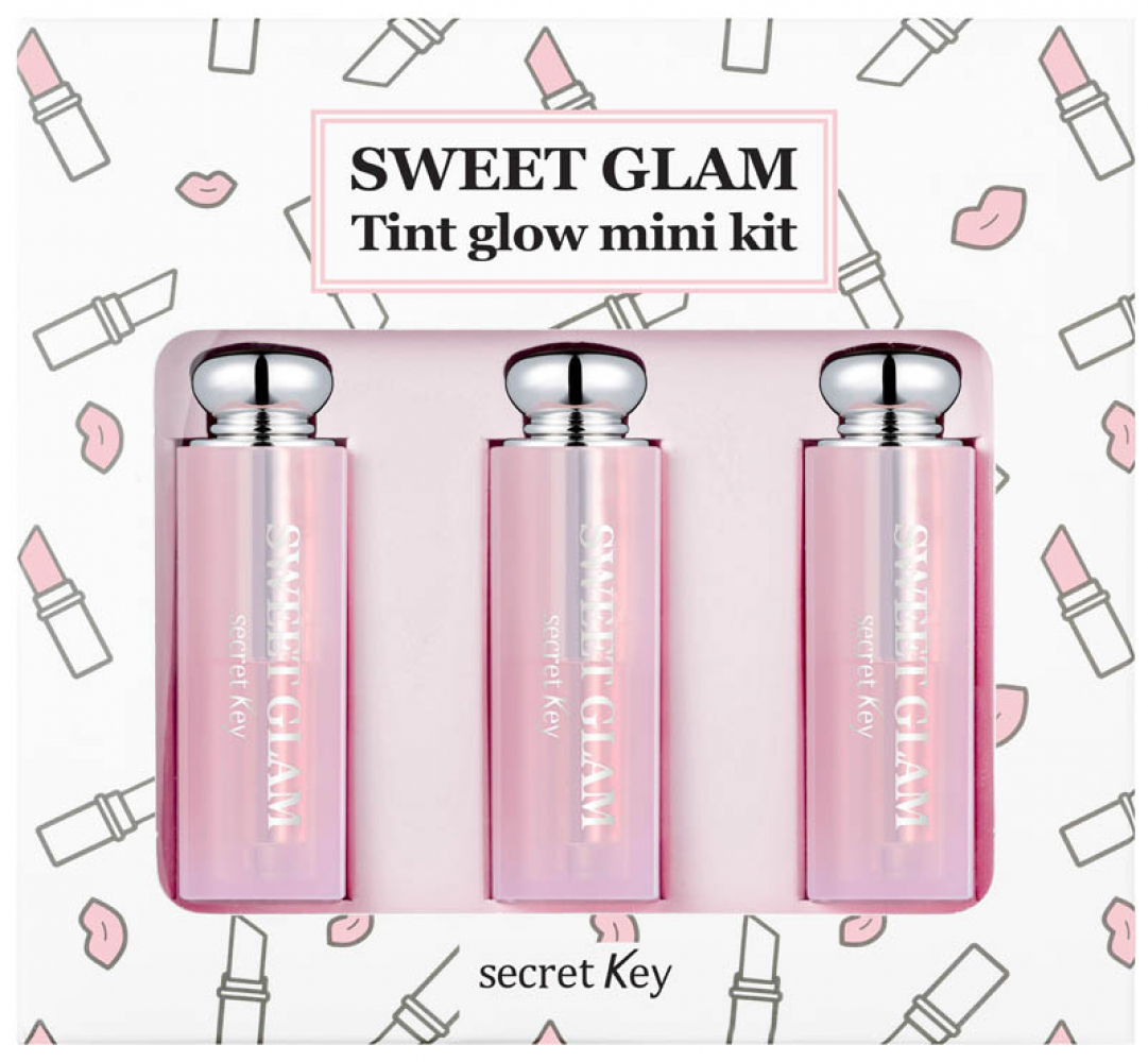 Набор мини-тинтов, усиливающих натуральный цвет губ Secret Key Sweet Glam Tint Glow Mini Kit 3*1,6g